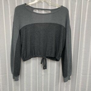 HOLLISTER Cropped Waffle‎ Knit Gray Top Size XS - EUC